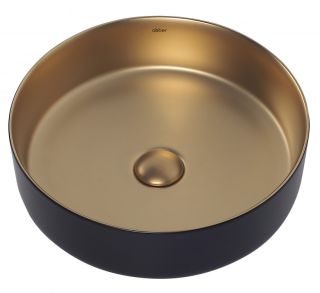 Раковина ABBER Bequem AC2109BG 40см чёрный/золото матовое